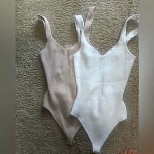 abercrombie tan and white bodysuit size medium